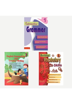 English WorkBook Combo for Class 1: Interactive Grammar Class 1, Vocabulary Book for Class 1 & English Composition and Creative Writing Book for Class 1 (Set of 3 Books) (With Answer Key)