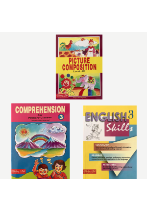 English WorkBook Combo for Class 3: Comprehension for Class 3, Picture Composition Book for Class 3 & English Skills (Vocabulary, Grammar) Book for Class 3 (Set of 3 Books) (With Answer Key)