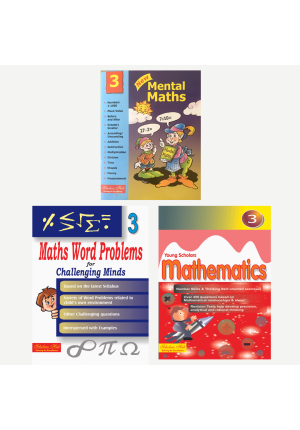 Maths WorkBook Combo for Class 3: Mental Maths for Class 3 , Maths Word Problems for Class 3, Young Scholars Mathematics for Class 3 (Set of 3 Books)