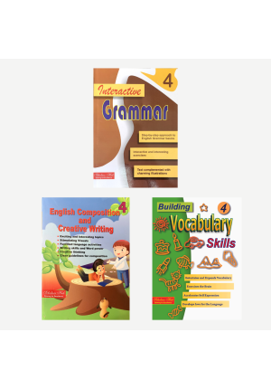 English WorkBook Combo for Class 4: Interactive Grammar for Class 4, Vocabulary Book for Class 4 & English Composition and Creative Writing Book for Class 4 (Set of 3 Books) (With Answer Key)