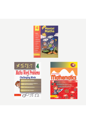 Maths WorkBook Combo for Class 4: Mental Maths for Class 4 , Maths Word Problems for Class 4, Young Scholars Mathematics for Class 4 (Set of 3 Books)