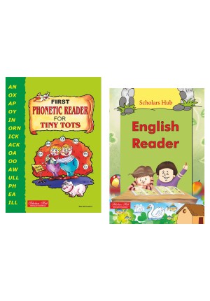Phonics Learning Book Combo-First Phonetic Reader for Tiny Tots & Scholars Hub English Reader (Set of 2 Books) | Word Formatting| Sight Words
